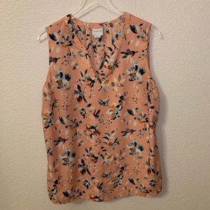 Peach Floral v-neck top